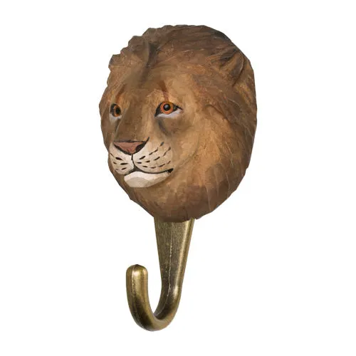 Hand Carved Wall Hook - Lion