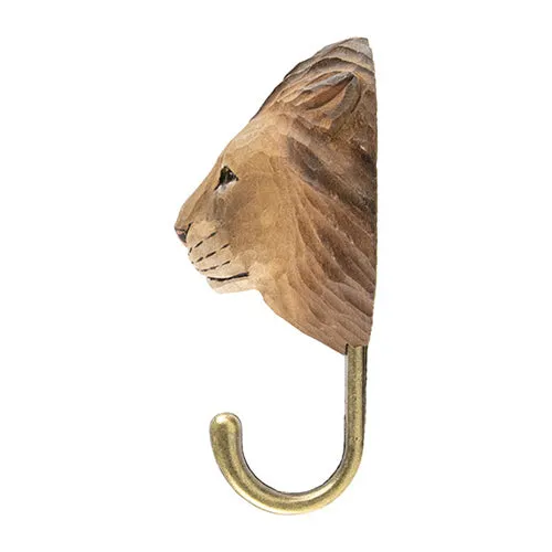Hand Carved Wall Hook - Lion