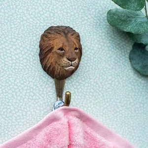 Hand Carved Wall Hook - Lion
