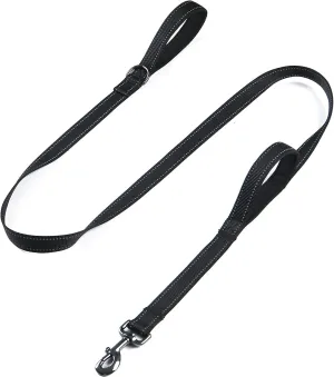 Heavy Duty Dog Leash for Medium to Large Dogs with Two Padded Handles 5FT, Double Handle Dog Leash (Black, 5 FT x 1" Wide)
