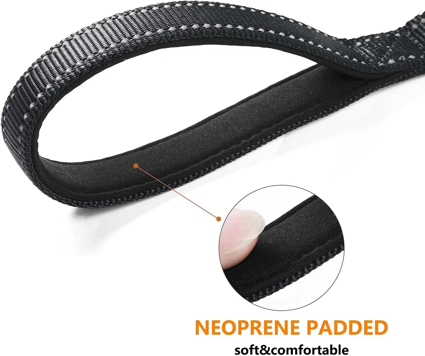 Heavy Duty Dog Leash for Medium to Large Dogs with Two Padded Handles 5FT, Double Handle Dog Leash (Black, 5 FT x 1" Wide)