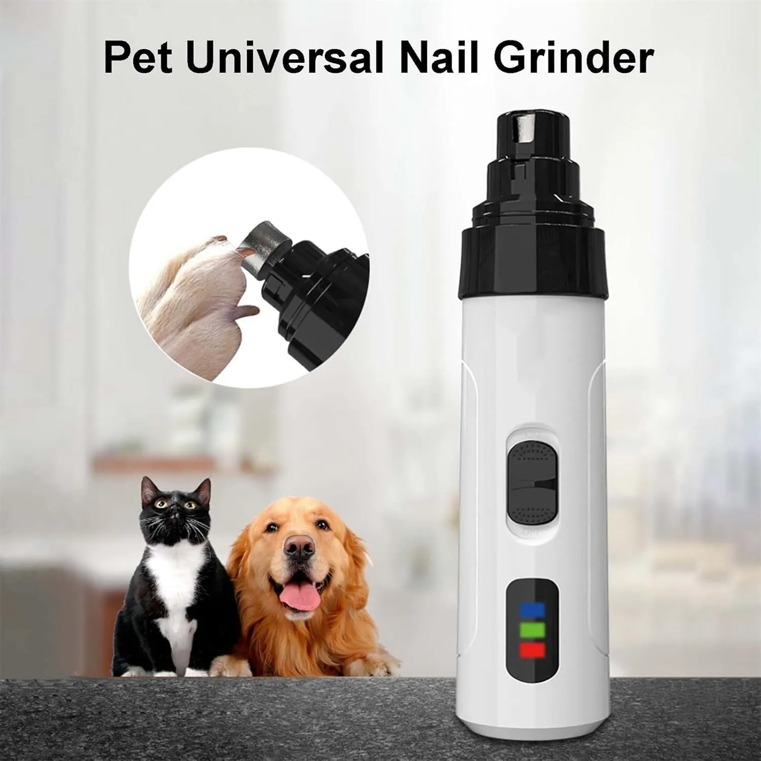 Heusom Silent Groom Pro Nail Grinder for Dogs and Cats -2025 Upgraded Rechargeable USB Pet Nail Trimmer, Electric Dog Nail Clippers &Paws Grooming Smoothing Tool, 2 Heads (Standard 2 Grinding Heads)