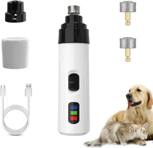 Heusom Silent Groom Pro Nail Grinder for Dogs and Cats -2025 Upgraded Rechargeable USB Pet Nail Trimmer, Electric Dog Nail Clippers &Paws Grooming Smoothing Tool, 2 Heads (Standard 2 Grinding Heads)