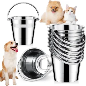 Hicarer 6 Pcs Dog Water Bucket, Heavy Duty Stainless Steel Pails for Pets, Kennels, Farms, Fences, Cages (2.1 Quart)