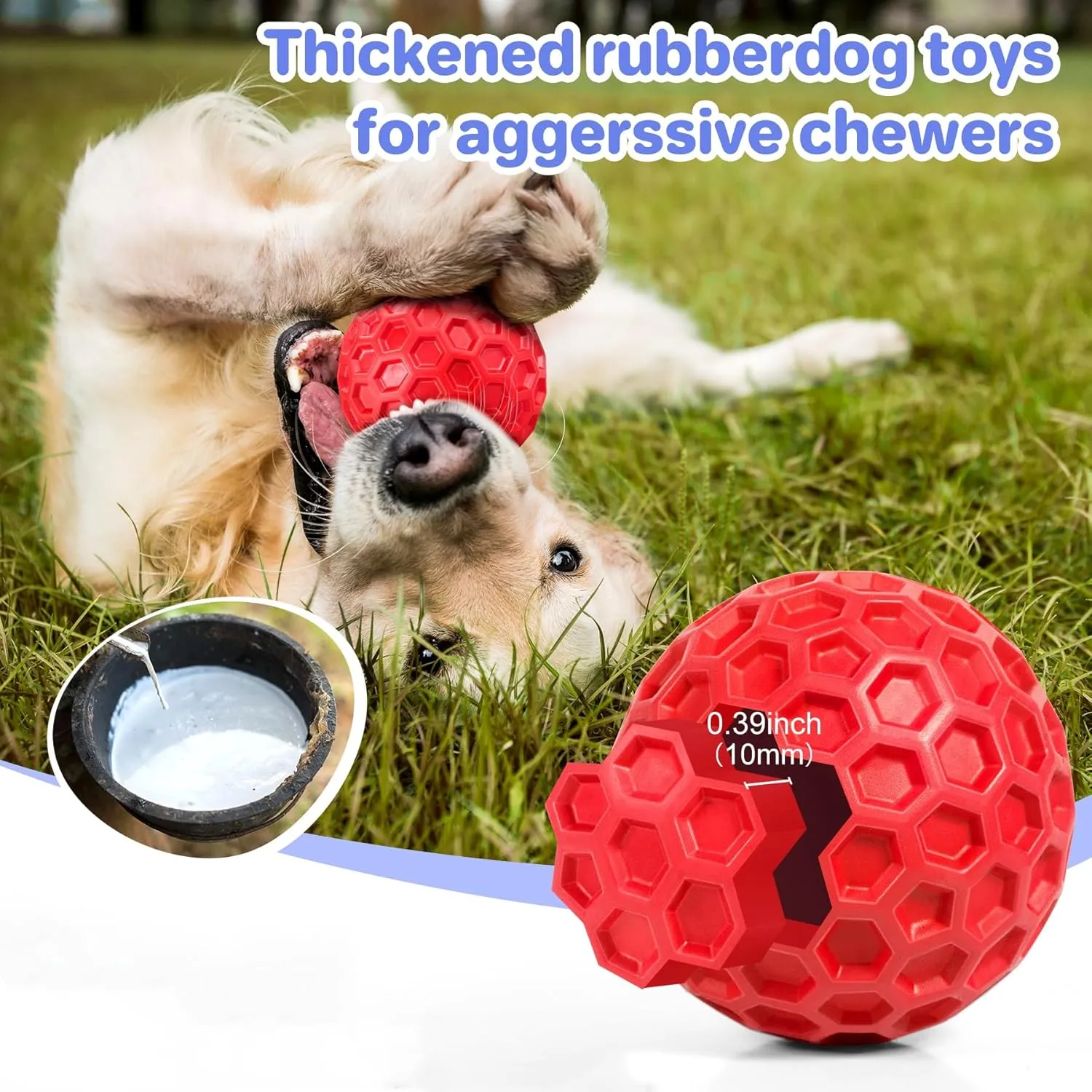 Indestructible Squeaky Dog Balls for Aggressive Chewers, Interactive Dog Toys for Aggressive Chewers for Relieving Anxiety, Dog Chew Toy Balls for Small Medium Large Dogs, Outdoor Dog Toys
