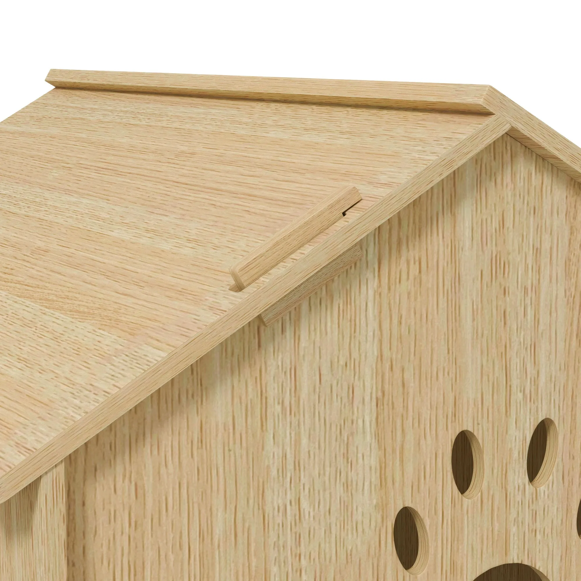 Indoor Dog House with Window and Front Entrance, Wooden, 49.5x41x51 cm, Oak color