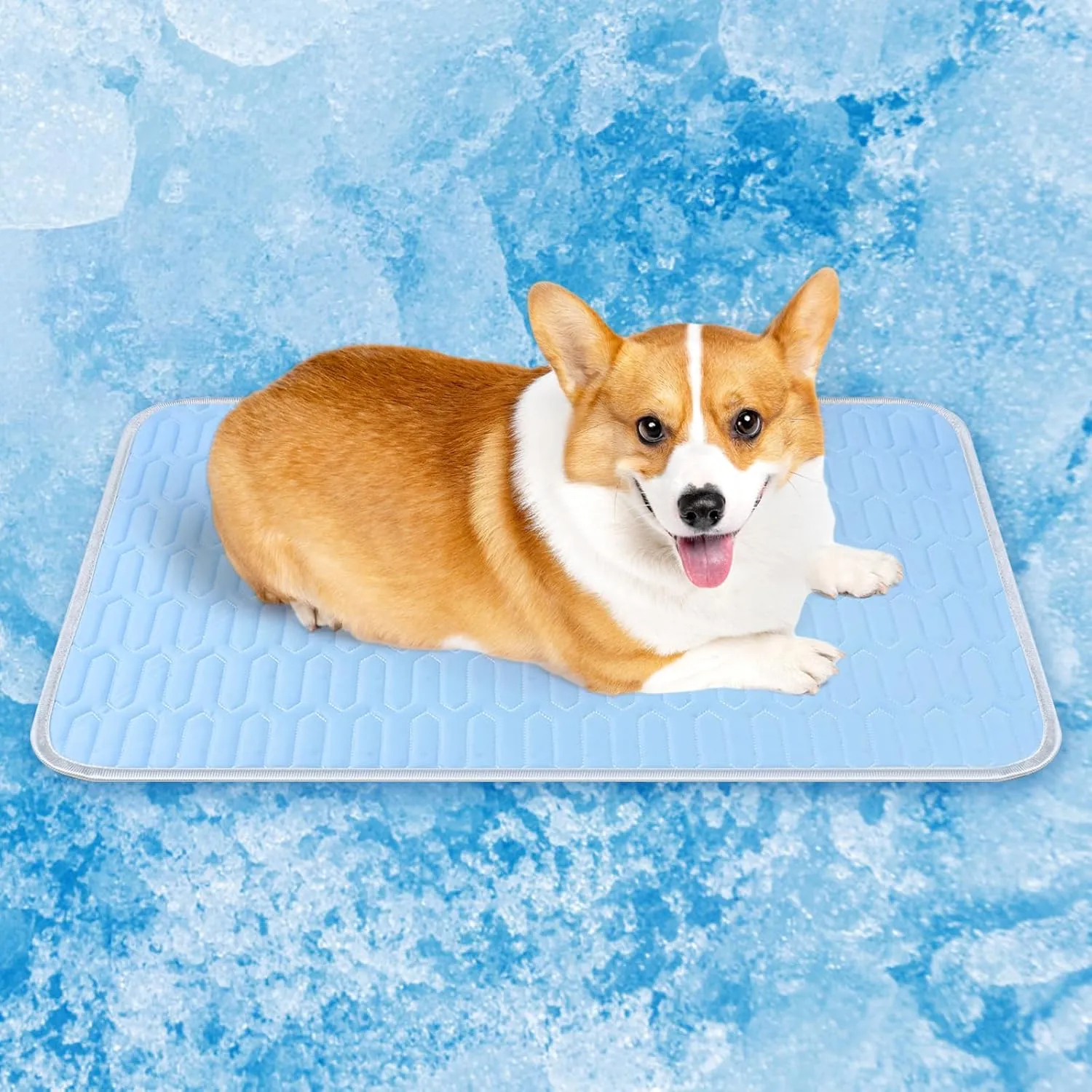 Instant Cooling Dog Mat - Ice Silk Self Cooling Pad Pets, Machine Washable Pet Bed for Crate/Car/Floor Use, Chill Tech Anti-Slip Pad for Indoor Outdoor Summer Relief