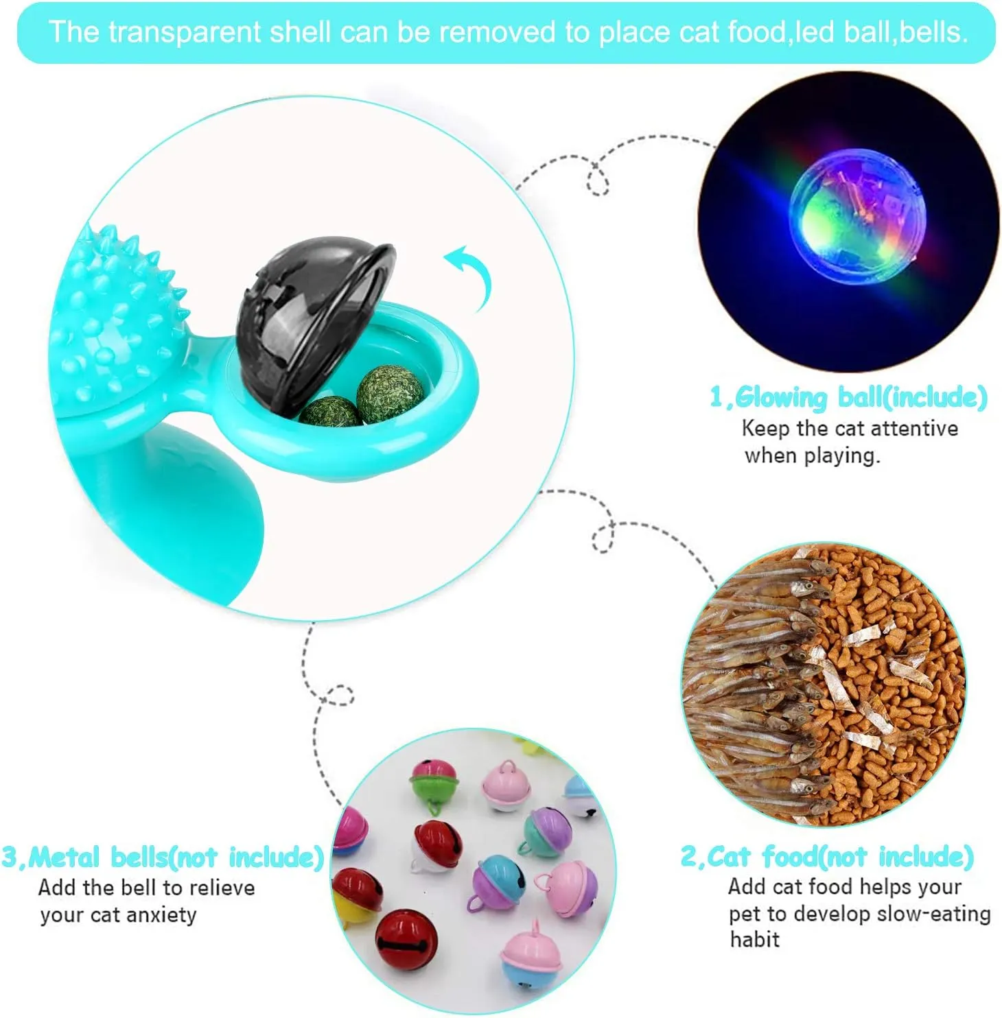 Interactive Windmill Cat Toys with LED Light Ball Suction Cup Catnip Toy for Cat Exercise (Pink)