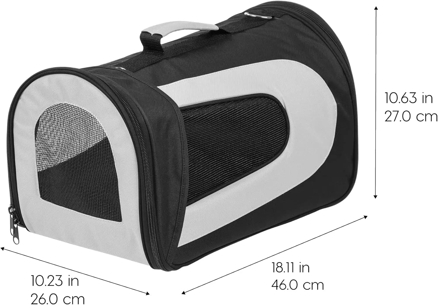 IRIS USA Large Soft Sided Carrier with Shoulder Strap, Sturdy Collapsible Water Resistant Cat Dog Pet Carrier with Padded Bottom and Top Handle for Travel Road Trip, Black