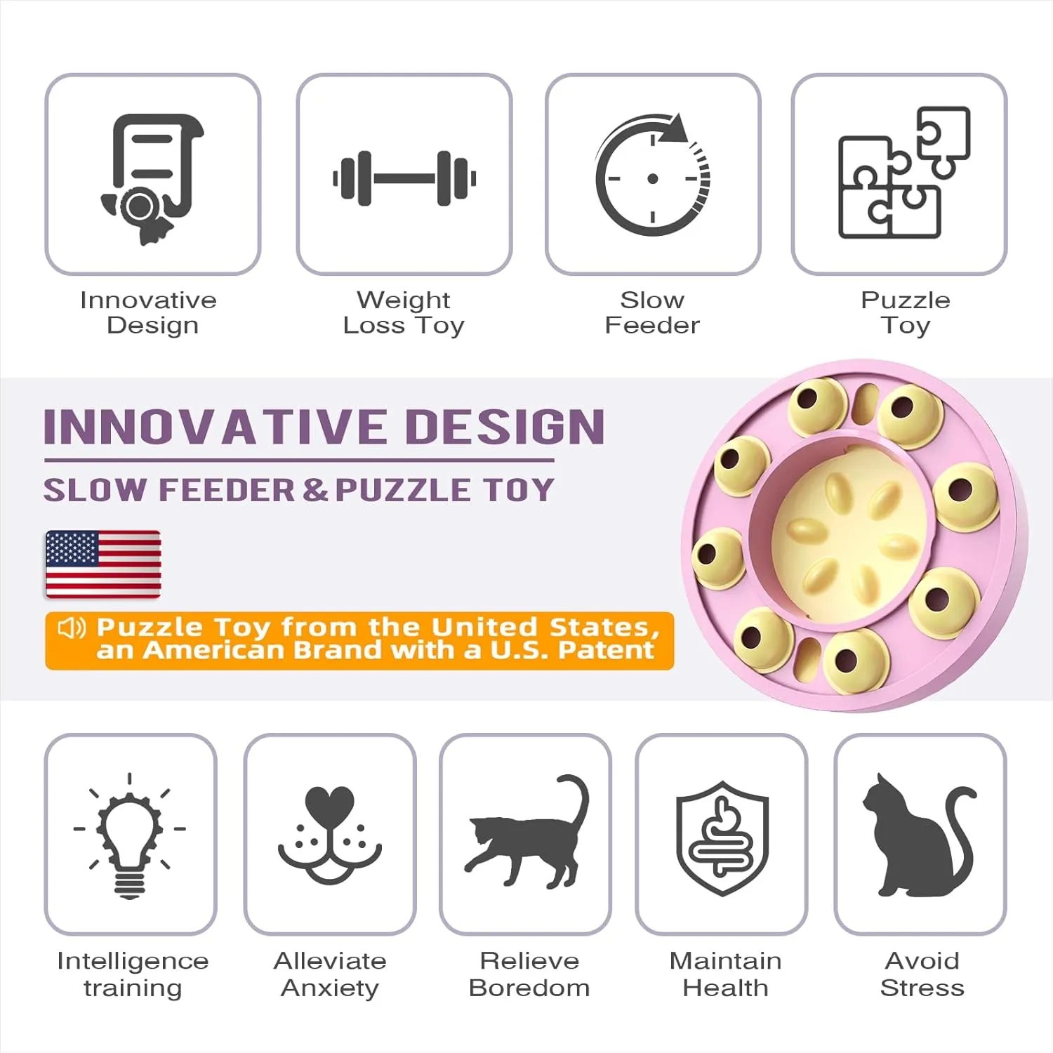 KADTC Cat Puzzle Game Weight Loss Bowl for Indoor Cats Slow Mind Feeder Kitten Puzzles Toys Treat Dispensing Food Dispenser Kitty Enrichment Mental Stimulation Toy