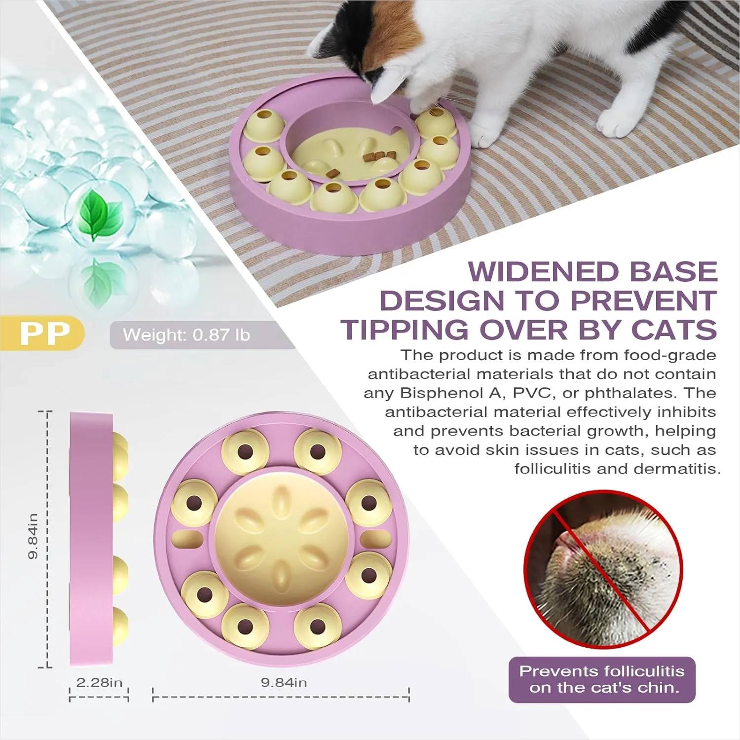KADTC Cat Puzzle Game Weight Loss Bowl for Indoor Cats Slow Mind Feeder Kitten Puzzles Toys Treat Dispensing Food Dispenser Kitty Enrichment Mental Stimulation Toy