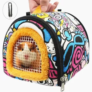 KAMEIOU Small Animal Carrier Bag Small Guinea Pig Hedgehog Carriers with Detachable Strap Double Zipper Travel Pets Small Guinea Pig Chinchillas Hamster Rat Hedgehog Sling Carry Bag for Small Animals