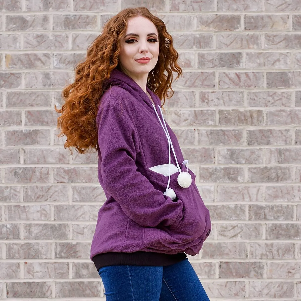 LINYUCHEN Cat Dog Pouch Hoodie Puppy Kitten Large Pocket Carriers Pullover- Fleece Sweatshirt with Soft Pet Pouch for women