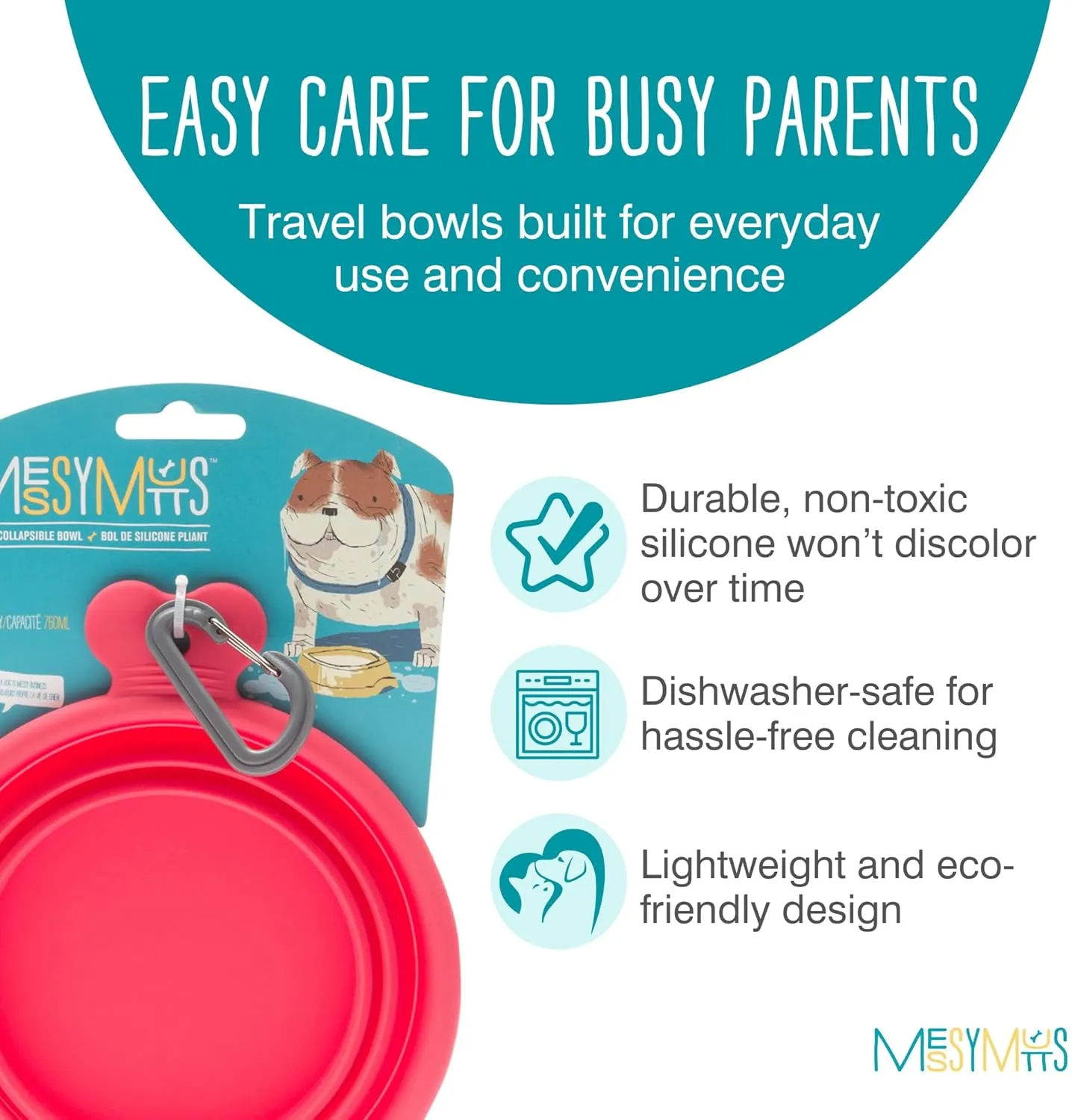 Messy Mutts Silicone Collapsible Bowl | Pet Travel Necessity | Portable Water or Food Dish | Pop Up Watering Bowl | Camping, Hiking, Walking Accessory | Small, 1.75 Cups | Watermelon