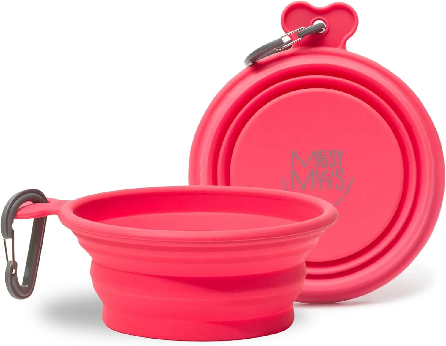 Messy Mutts Silicone Collapsible Bowl | Pet Travel Necessity | Portable Water or Food Dish | Pop Up Watering Bowl | Camping, Hiking, Walking Accessory | Small, 1.75 Cups | Watermelon