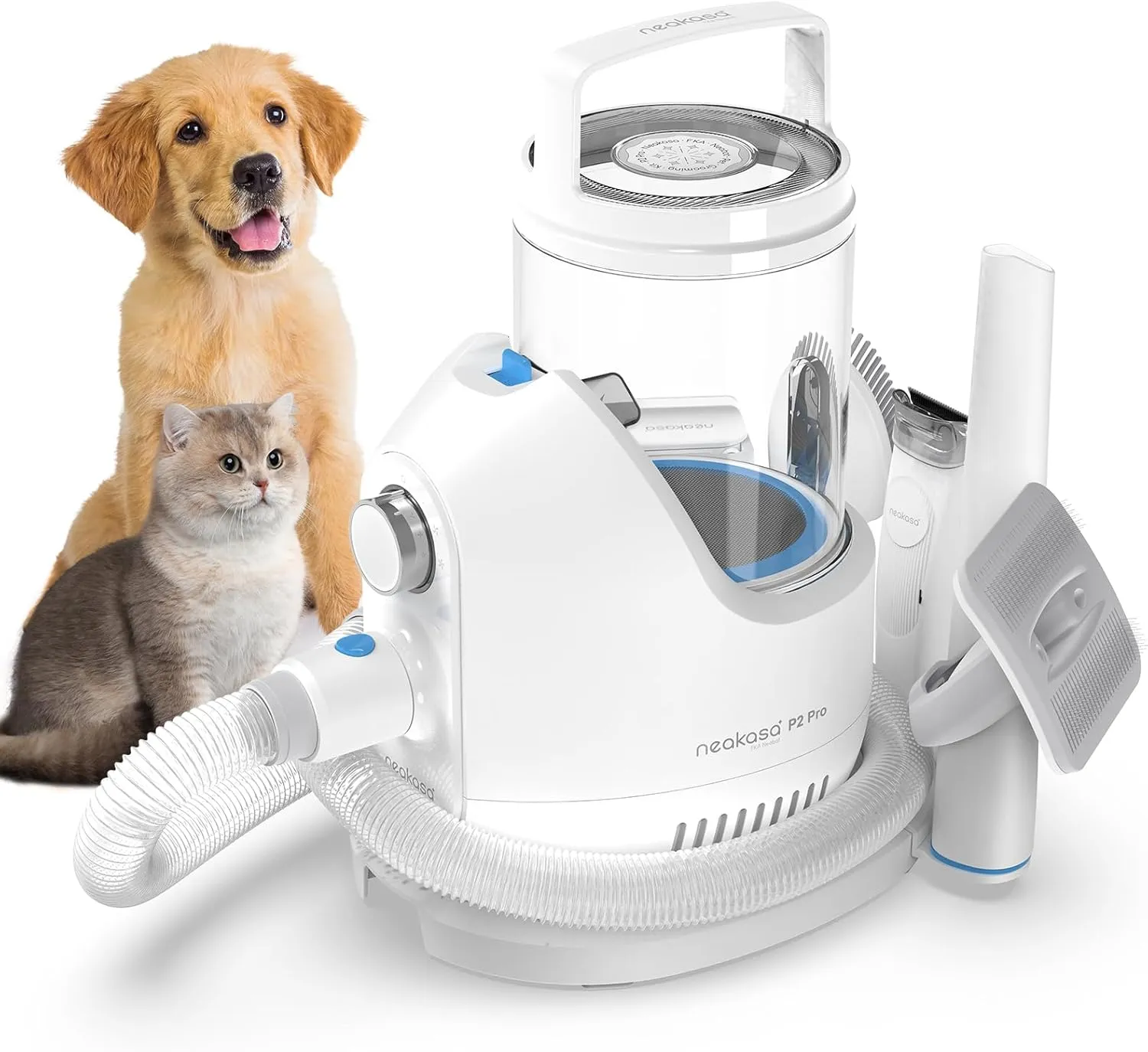 Neakasa P2 Pro Dog Cat Grooming Brush, Strong Vacuum Suction, 2L Large Capacity, Clippers Professional, Dog Grooming Kit for Thick Short Long Hair, Silent