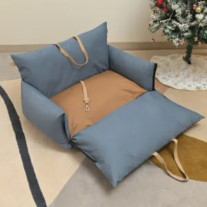 OAK Boho Holiday Travel Bed for Medium Dogs : Stone Blue & Sand