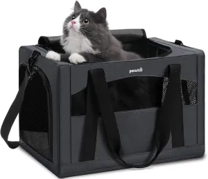 Pecute Cat Carrier Stale, Pet Carrier Breathable and Portable, Cat Carriers Bag with Scientific Hidden Partition, Carriers for Cat Under 5kg, Dog Carriers Suitable for Travel and Outing, Dark Gray