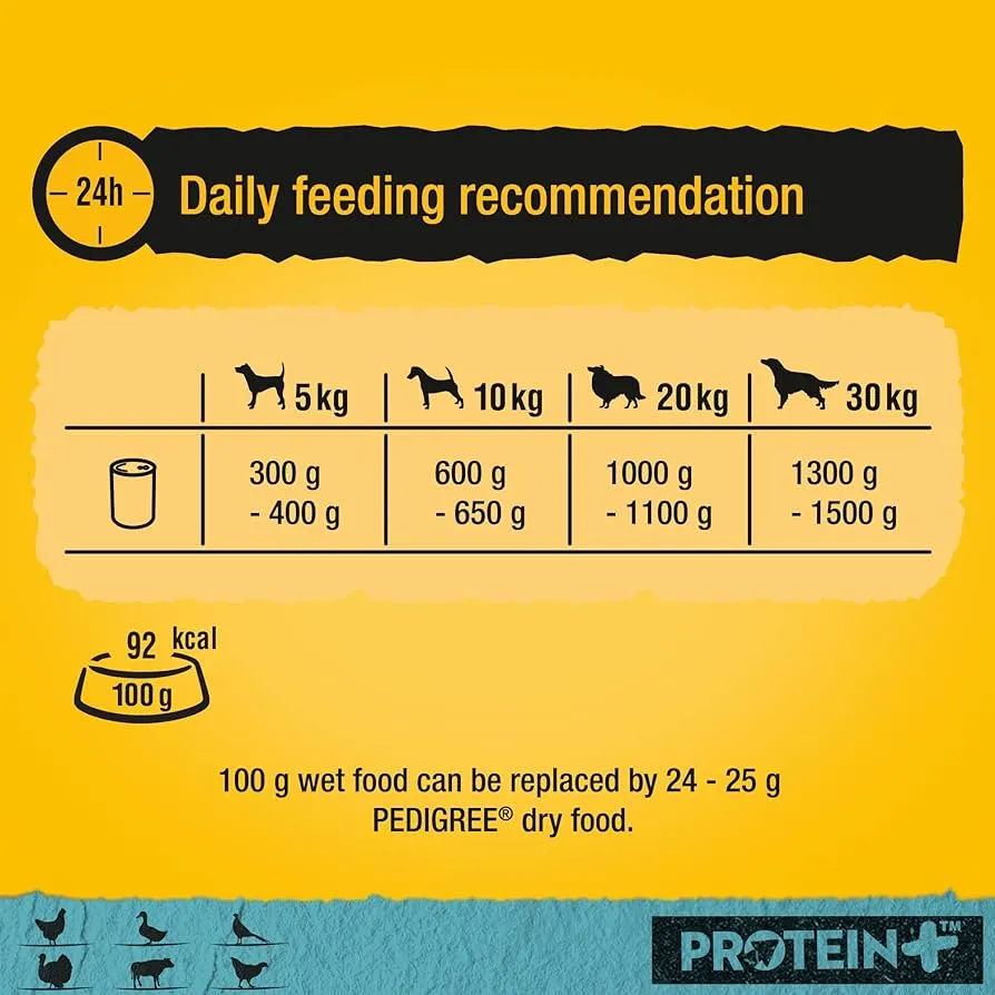 Pedigree | Wet Dog Food | Protein  Plus Mixed Selection in Loaf - 6 x 400g Tins