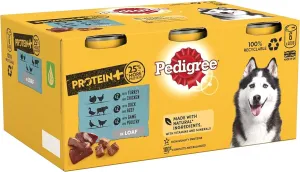 Pedigree | Wet Dog Food | Protein  Plus Mixed Selection in Loaf - 6 x 400g Tins