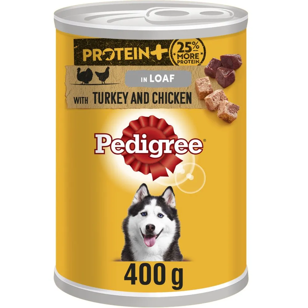 Pedigree | Wet Dog Food | Protein  Plus Mixed Selection in Loaf - 6 x 400g Tins