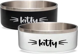 Personalized Pet Bowl with Name, Custom Non-Slip Stainless Steel Dog & Cat Food and Water Feeding Bowl, Gift for Animal Moms (Whiskers)