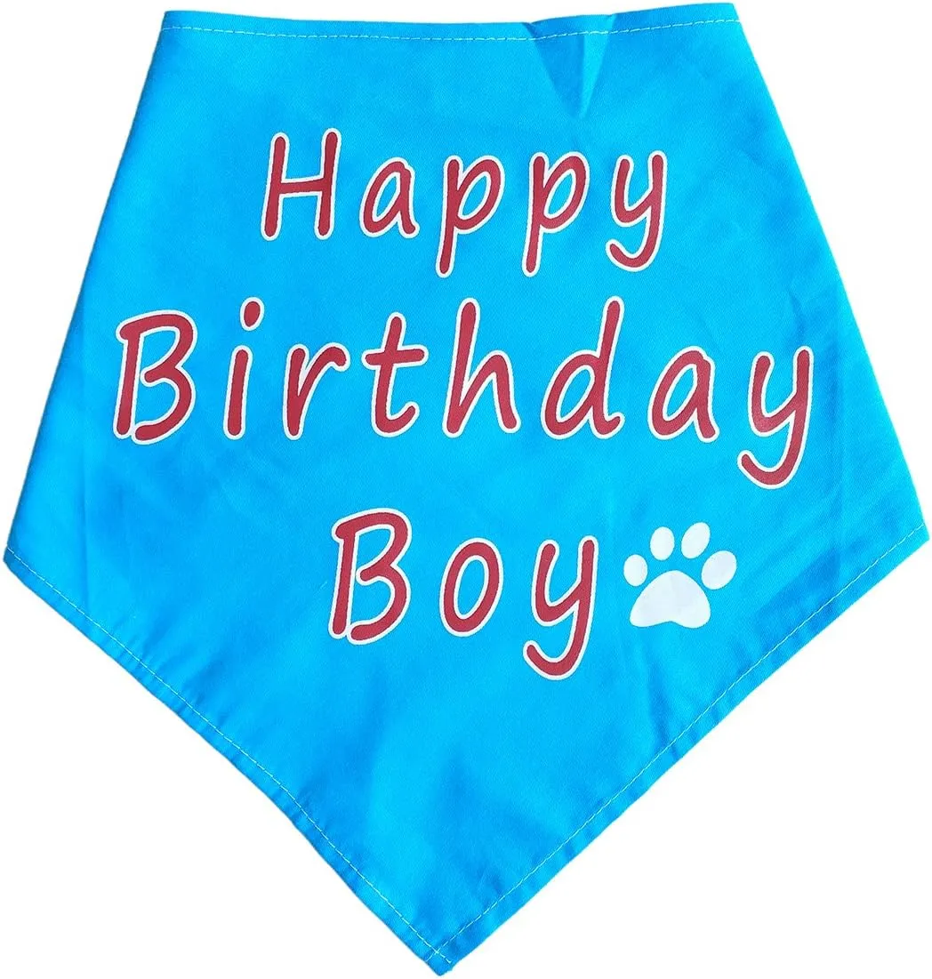 PET SHOW Blue Crown Dog Birthday Party Hat with Bandana and Collar Bows Charms Costume Set Reusable Birthday Party Headband Puppies Cat Kitten Hats with 0-9 Figures Charms Grooming Accessories