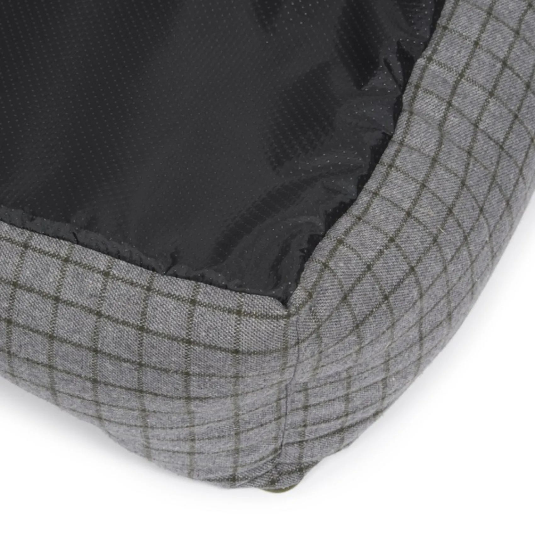 Petface Moss Green & Grey Check Square Bed (3 Sizes)