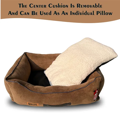 Petter World Ultra Luxury Micro Lounger Bed With Removable Sherpa for Dogs (Mocha Brown)