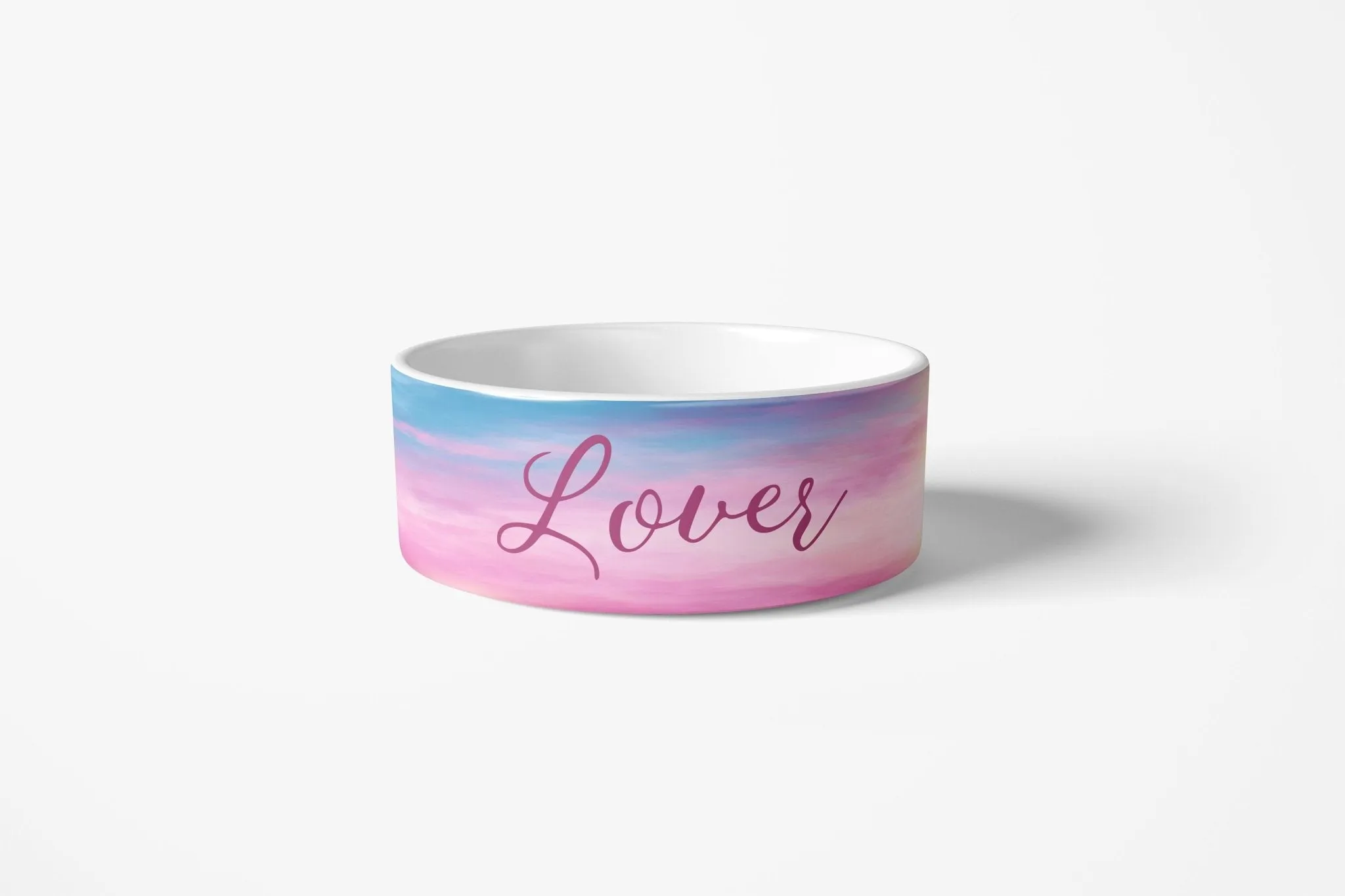 Pink and Blue Tie Dye Lover Pet Bowls, Personalized Dog Bowl, Cat Pet Bowl with Name