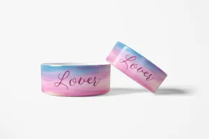 Pink and Blue Tie Dye Lover Pet Bowls, Personalized Dog Bowl, Cat Pet Bowl with Name