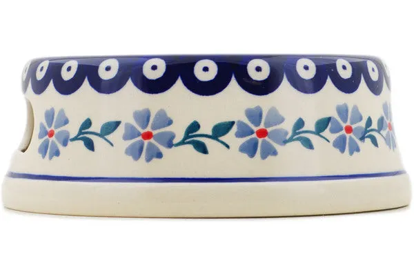 Polish Pottery 6" Pet Bowl Peacock Forget-Me-Not