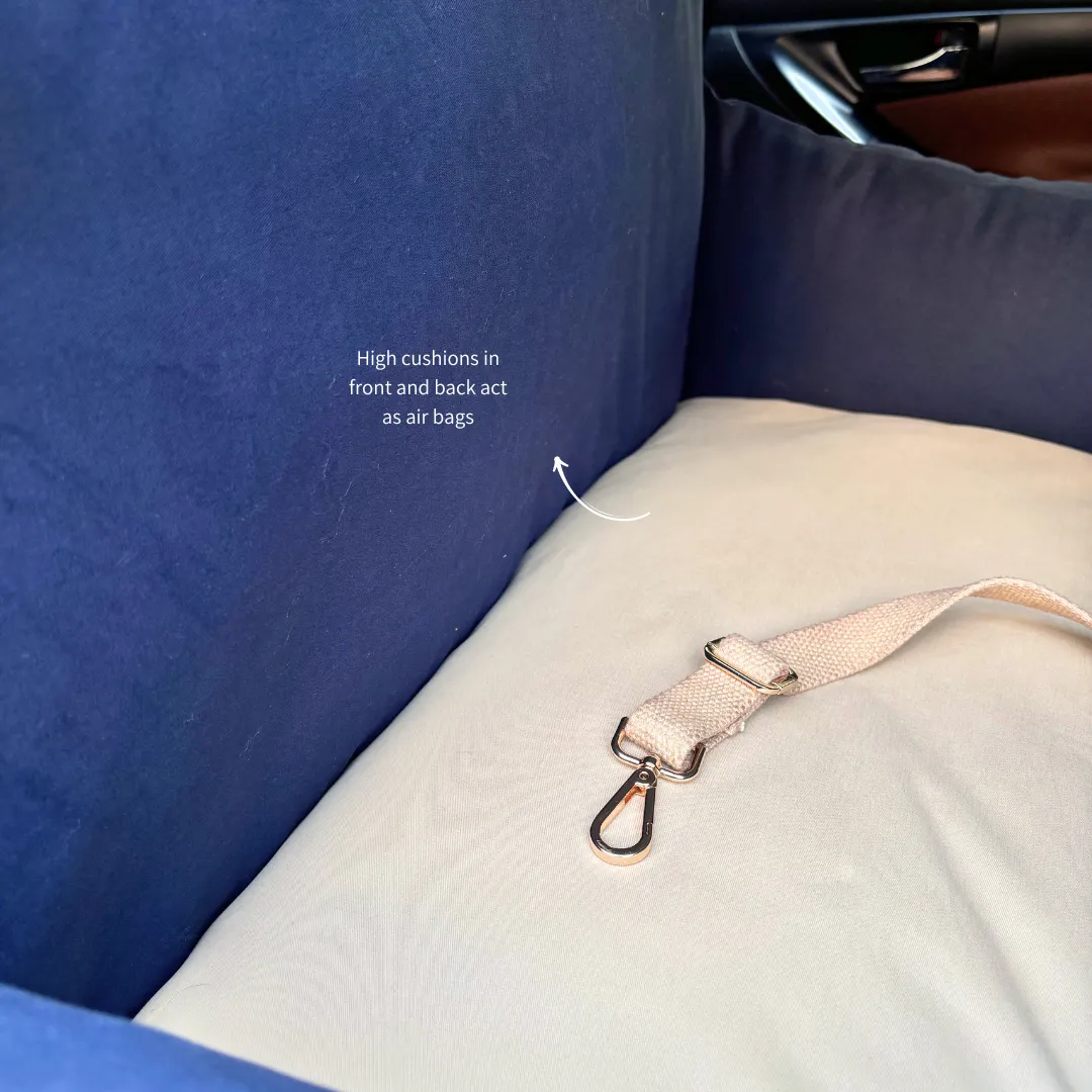 PoochMate Travel Bed for Medium Dogs : Navy & Beige