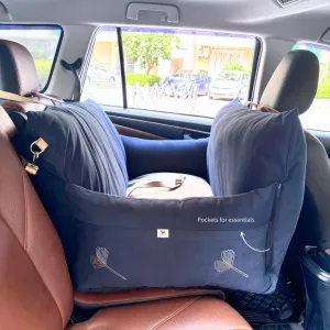 PoochMate Travel Bed for Medium Dogs : Navy & Beige