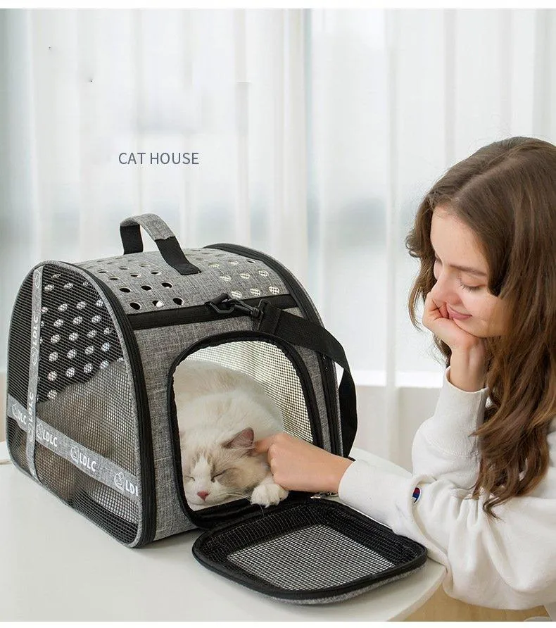 Portable Pet Travel Bag: One Shoulder Cat Litter Carrier by Dog Hugs Cat
