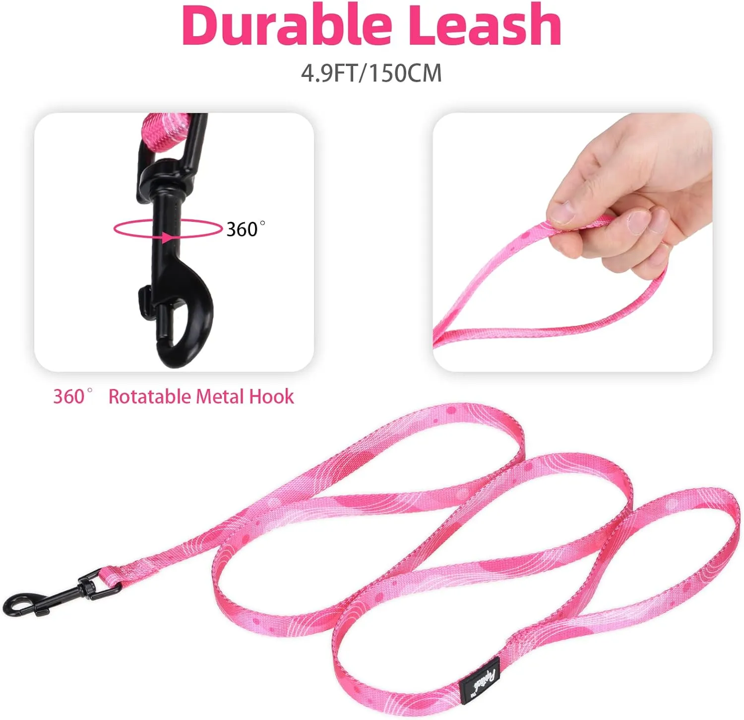 PUPTECK No Pull Dog Harness Soft Adjustable Basic Nylon Step in Puppy Vest Outdoor Walking with Leash Medium Printed Pink