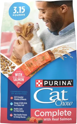Purina Cat Chow Complete High Protein With Salmon Cat Food Dry Formula - 3.15 Pound (Pack of 4)