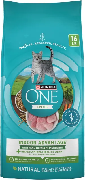 PURINA ONE Natural, Low Fat, Weight Control, Indoor Dry Cat Food,  Plus Indoor Advantage - 16 lb. Bag