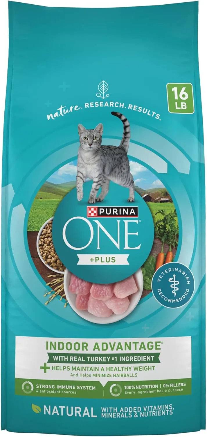 PURINA ONE Natural, Low Fat, Weight Control, Indoor Dry Cat Food,  Plus Indoor Advantage - 16 lb. Bag