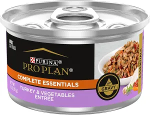 Purina Pro Plan Gravy, High Protein Wet Cat Food, COMPLETE ESSENTIALS Turkey & Vegetable Entree - (Pack of 24) 3 oz. Pull-Top Cans