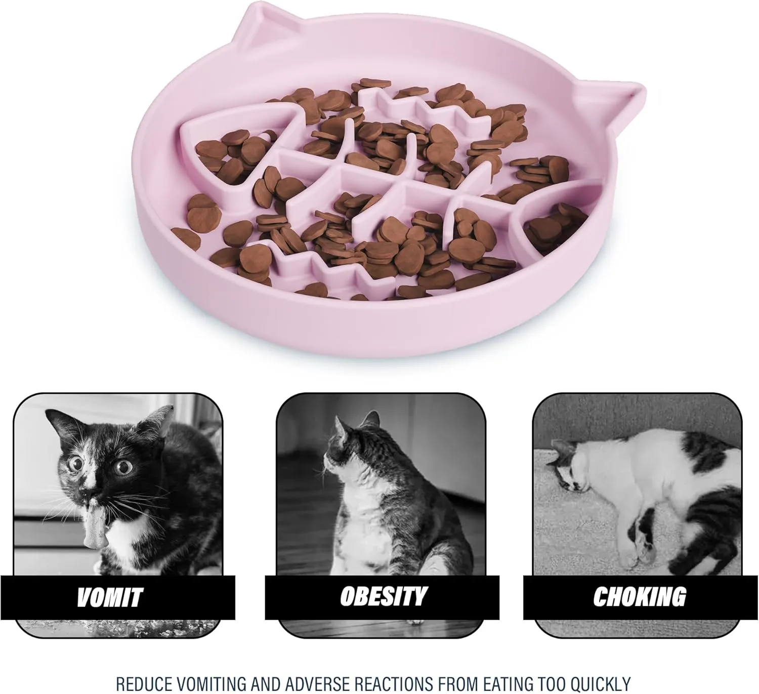 Silicone Cat Slow Feeder,Slow Feeder Cat Bowl Wet Food with Suction CupsPuzzle Feeder Cat,Cat Interactive Toys,Effectively Reduce Overeating in Kitty (Pink, 1 Cup)