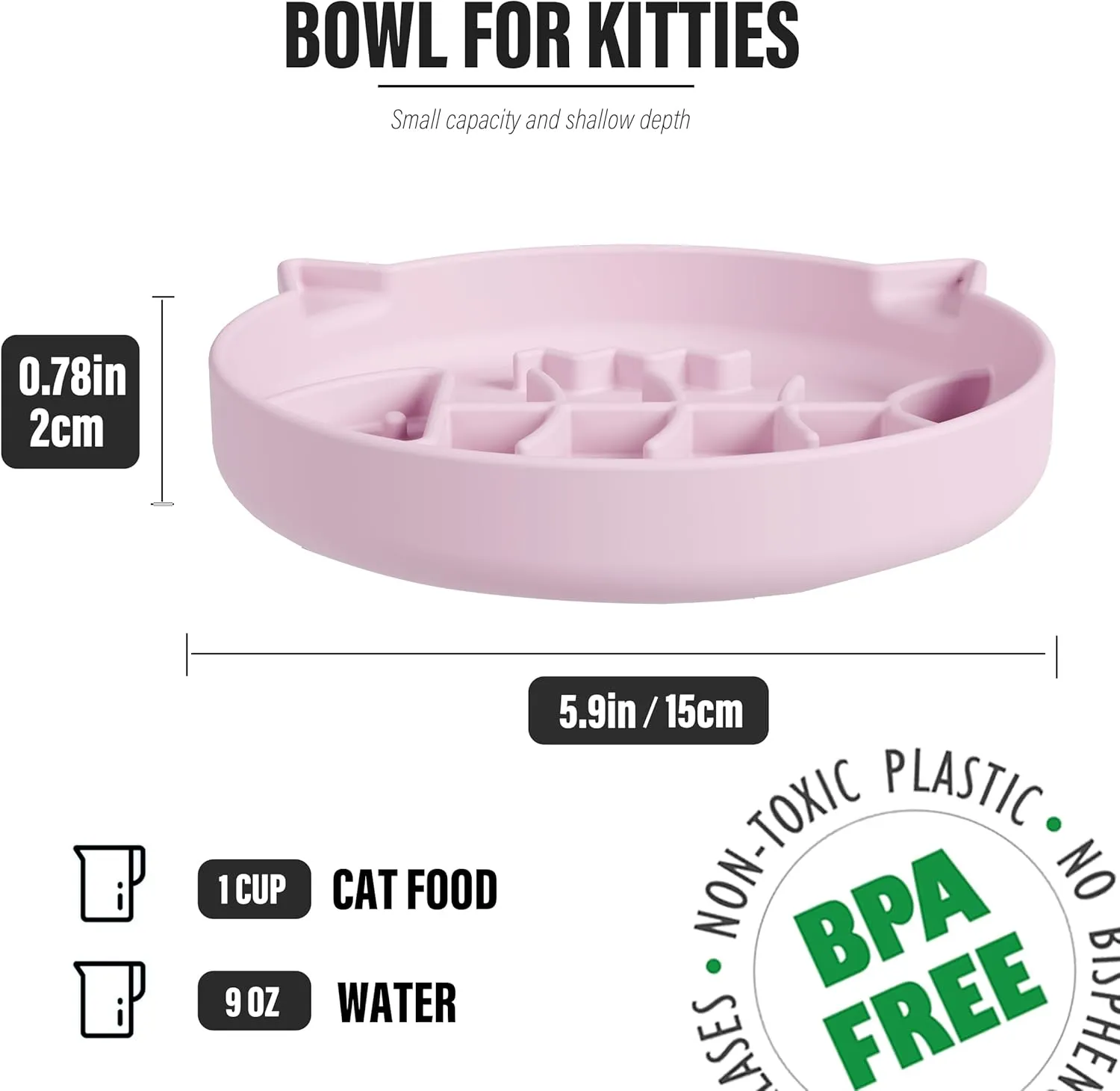 Silicone Cat Slow Feeder,Slow Feeder Cat Bowl Wet Food with Suction CupsPuzzle Feeder Cat,Cat Interactive Toys,Effectively Reduce Overeating in Kitty (Pink, 1 Cup)