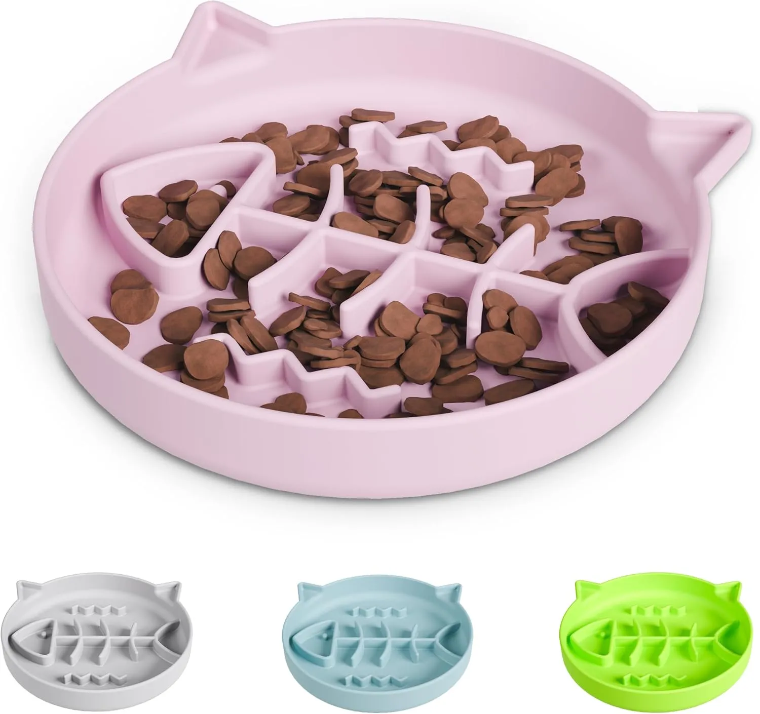 Silicone Cat Slow Feeder,Slow Feeder Cat Bowl Wet Food with Suction CupsPuzzle Feeder Cat,Cat Interactive Toys,Effectively Reduce Overeating in Kitty (Pink, 1 Cup)