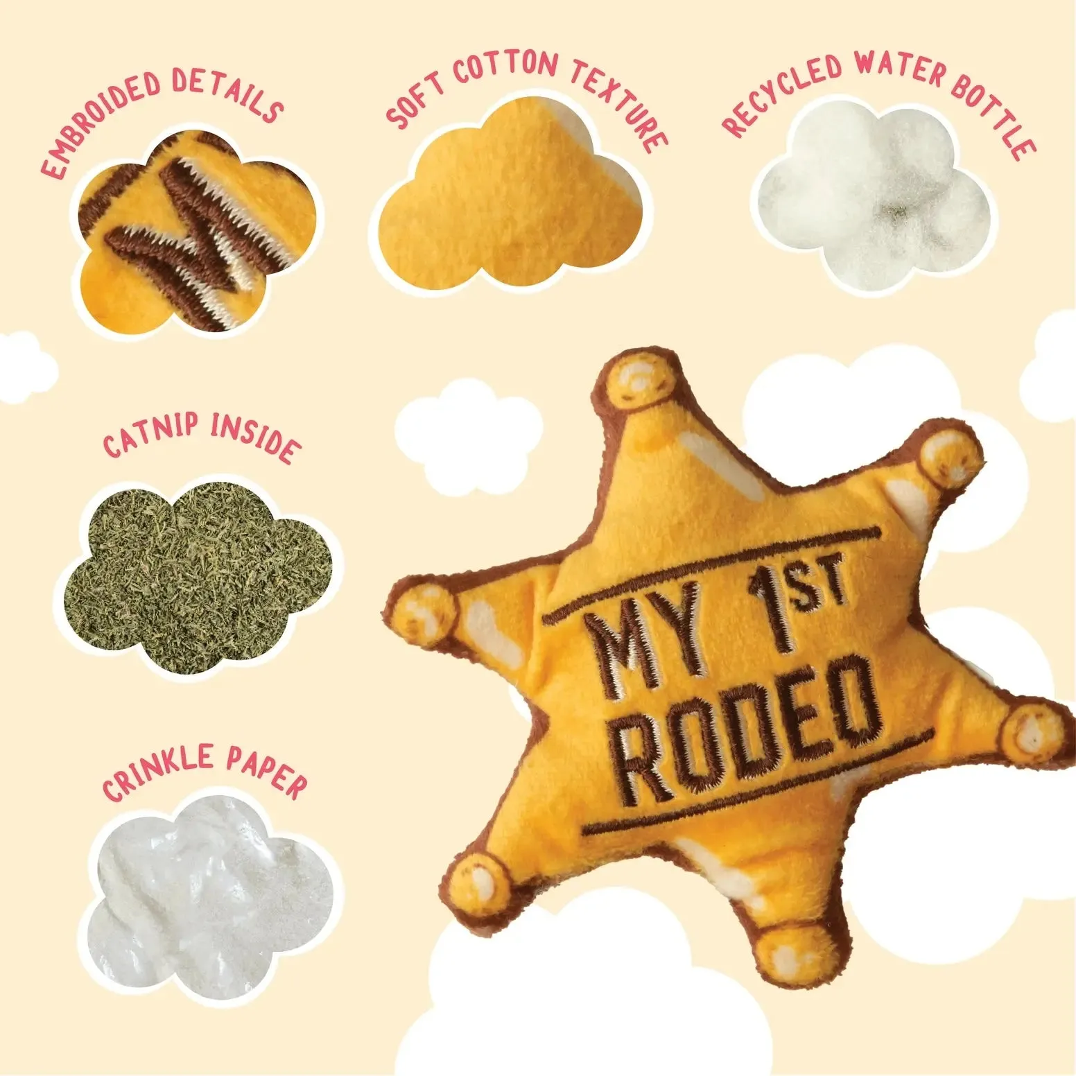 SnugArooz Kitty 1st Rodeo with Catnip Cat Toys