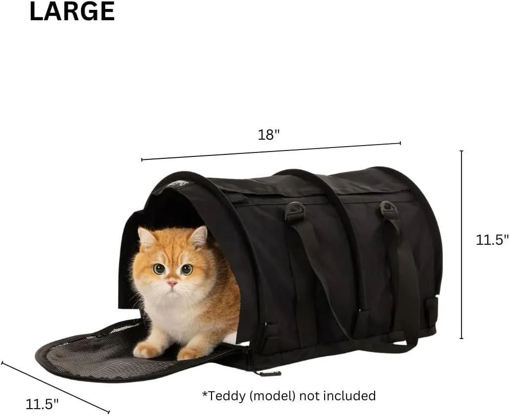 SturdiBag Pro 3.0 Pet Travel Carrier for Cats and Dogs  Soft-Sided with Safety Clips and Seatbelt Straps for Airplane or Car Travel | Large, Black