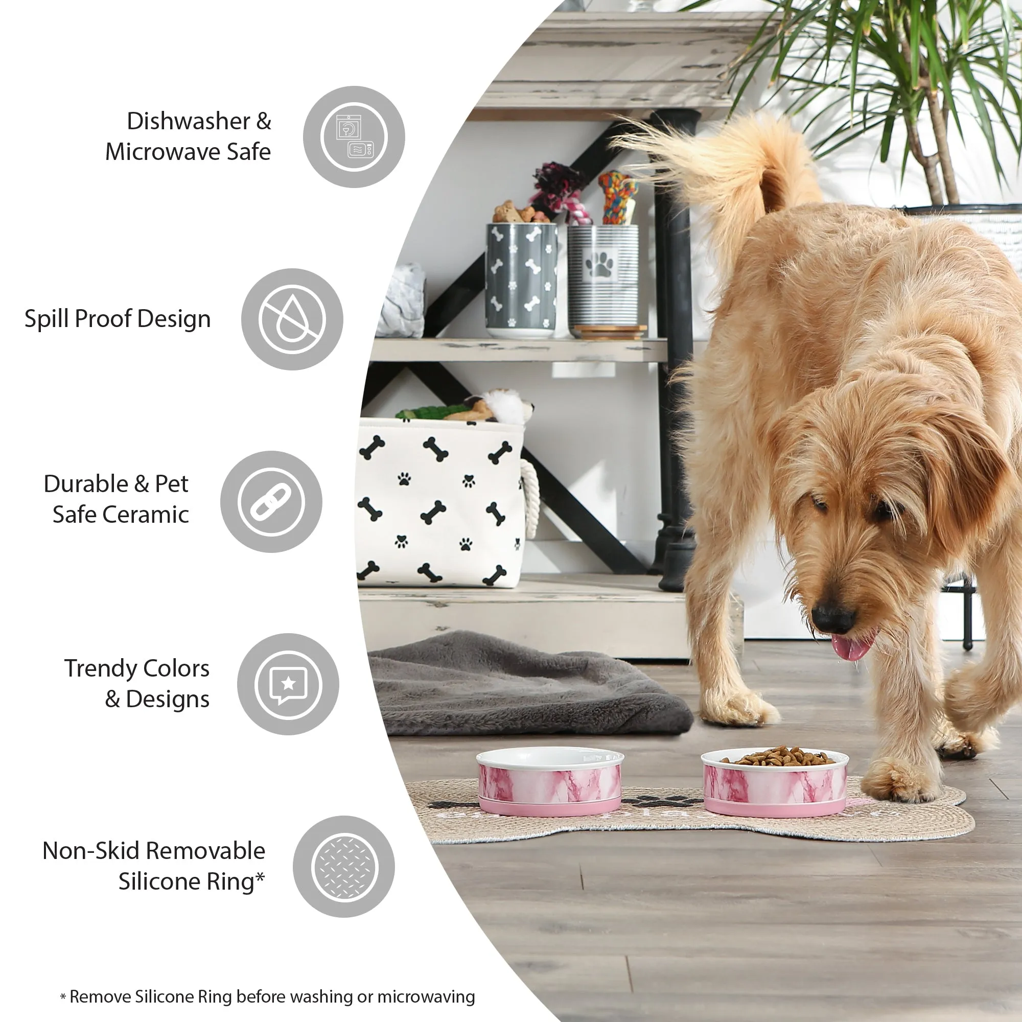 Terrazzo Pet Bowl Set of 2, Medium - 1.5 C. Capacity