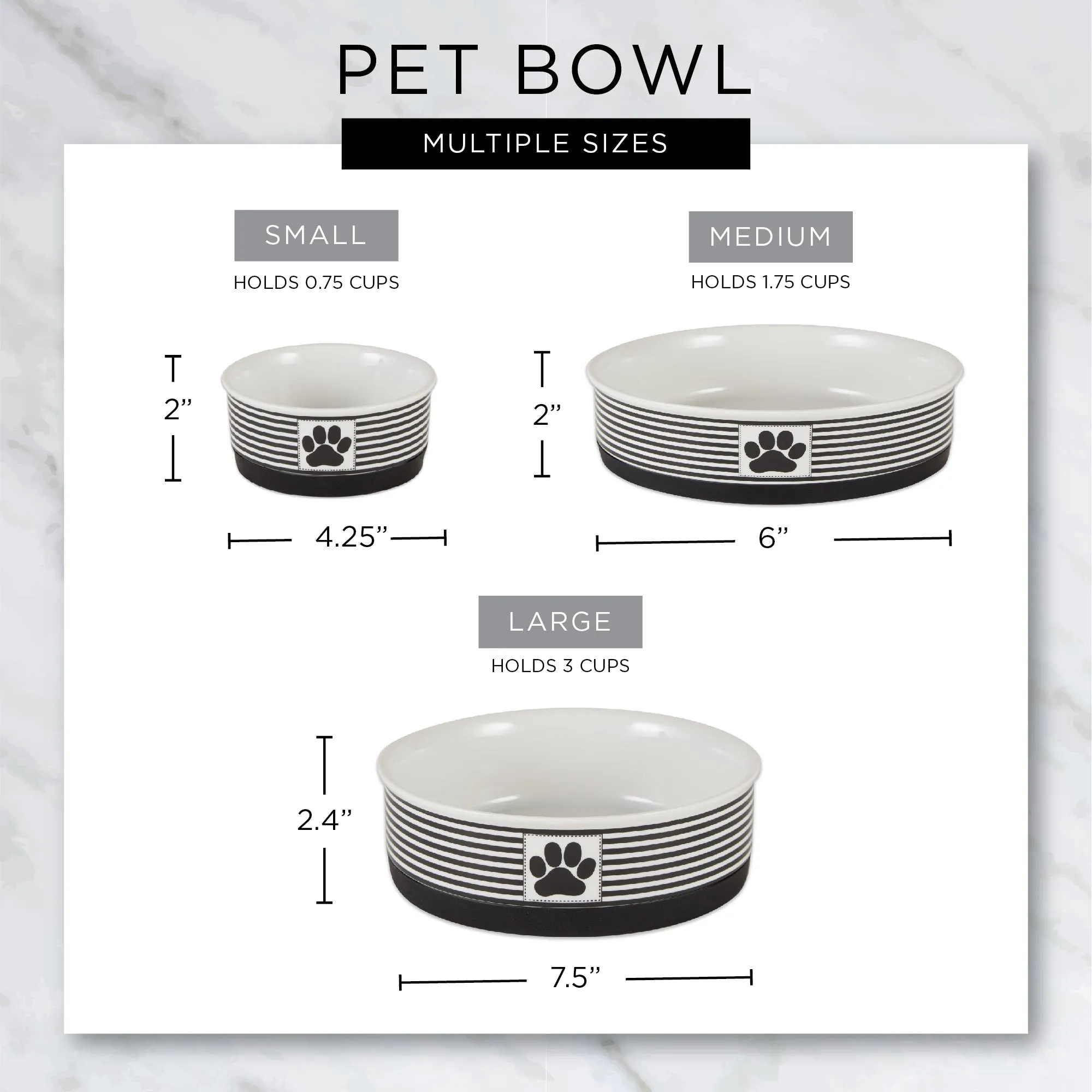 Terrazzo Pet Bowl Set of 2, Medium - 1.5 C. Capacity
