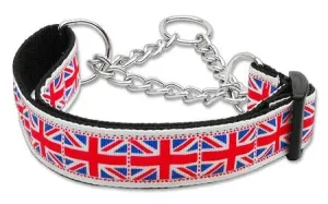 Tiled Union Jack(UK Flag) Nylon Ribbon Collar Martingale Large