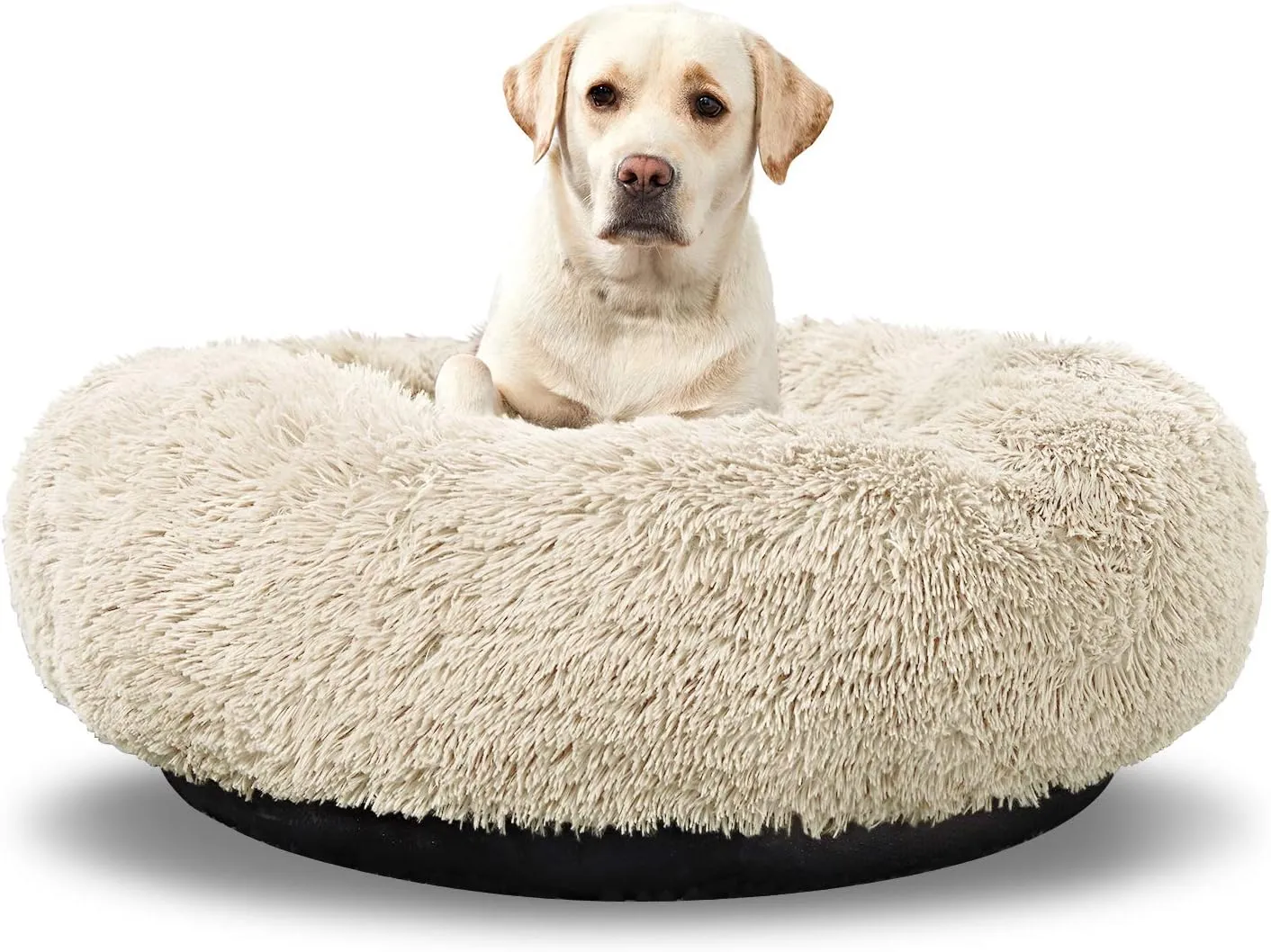 Washable Round Bed for Large Dogs, Donut-Shaped Calming Cuddler for Medium Dogs, Comfy