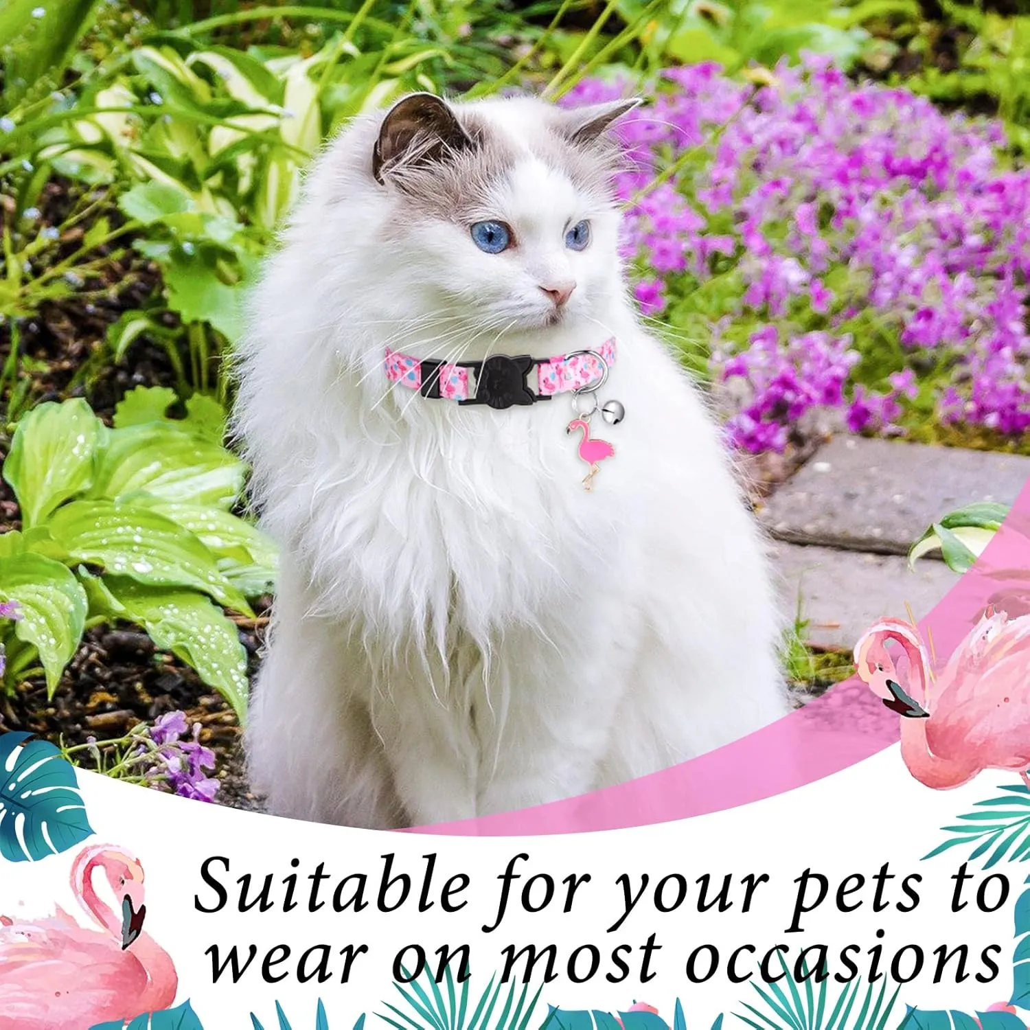 Weewooday 4 Pieces Cat Collars Breakaway with Bell and Pendants Colorful Summer Safety Collar Adjustable for Cats Cute Kitten Set Pet Supplies (Small, Style)